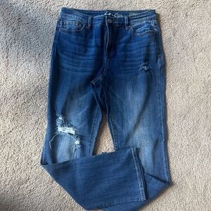 INC distressed denim, straight leg, size 8, EUC, $15.